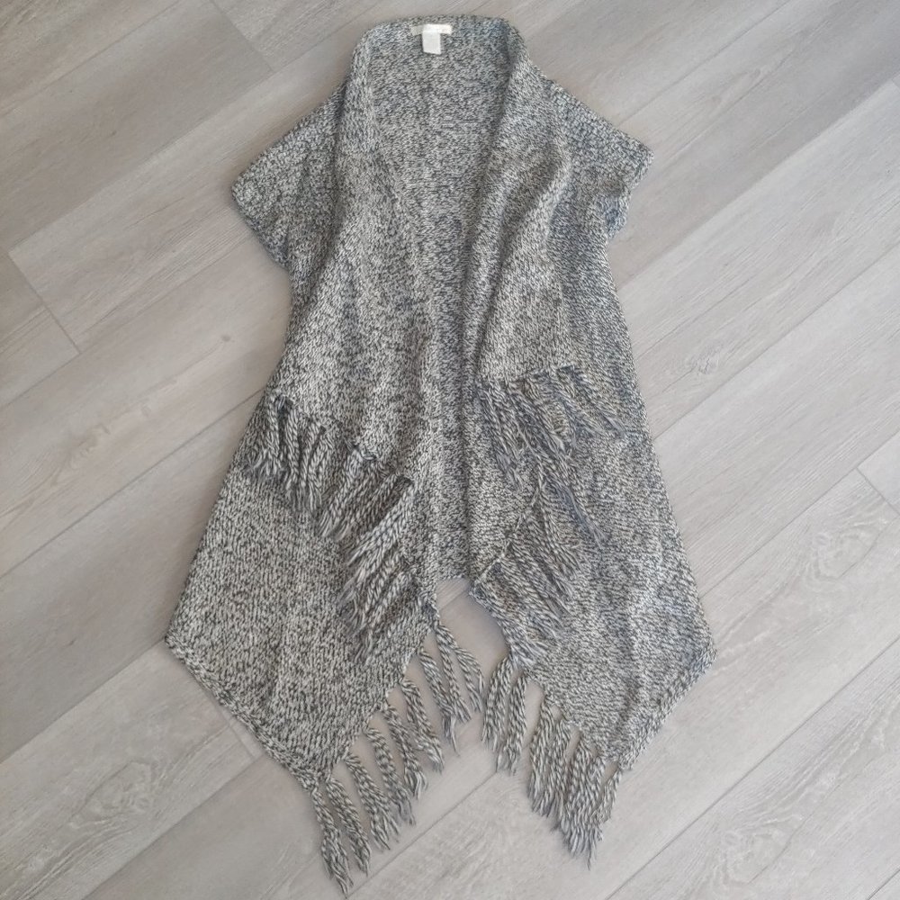 Design History short-sleeve marled poncho sweater